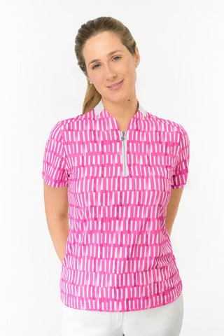 Felicity Short Sleeve Polo Golf Shirt - Floral Notes