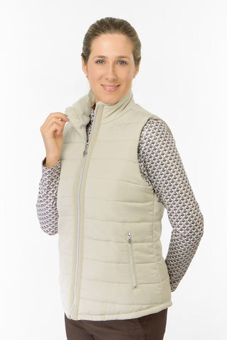 Hemisphere Fur Collar Gilet - Oyster