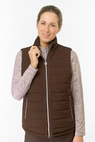 Hemisphere Fur Collar Gilet - Cocoa Powder