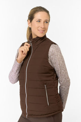Hemisphere Fur Collar Gilet - Cocoa Powder