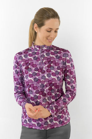 Arusha Long Sleeve Mid Layer - Berry Bokeh