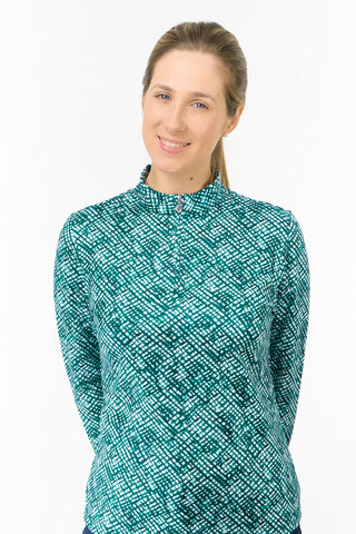 Arusha Long Sleeve Mid Layer - Teal Crosshatch