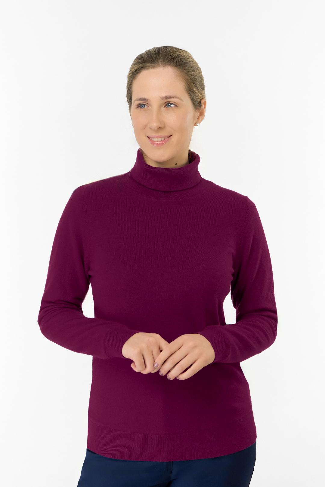 Sarah Roll Neck Jumper With Faux Fur Lining - Morello Cherry