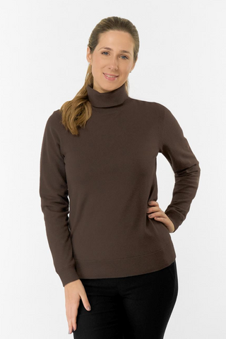 Sarah Roll Neck Jumper With Faux Fur Lining - Cocoa Powder