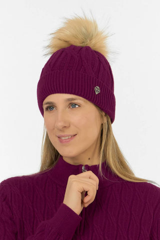Greta Margot Knit Waterproof Bobble Hat - Morello Cherry