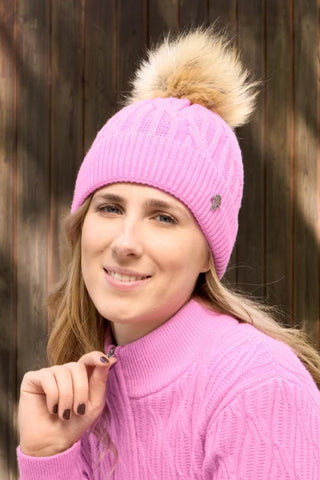 Greta Margot Knit Waterproof Bobble Hat - Pop Pink