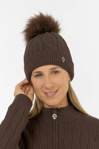 Greta Margot Knit Waterproof Bobble Hat - Cocoa Powder