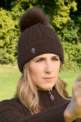 Greta Margot Knit Waterproof Bobble Hat - Cocoa Powder