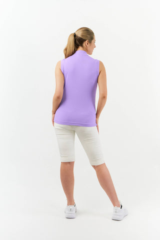 Pure Golf Jasmine Sleeveless Golf Polo Shirt - Deep Lilac