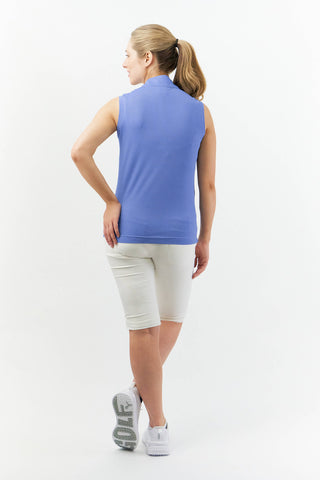 Pure Golf Jasmine Sleeveless Golf Polo Shirt - Cornflower