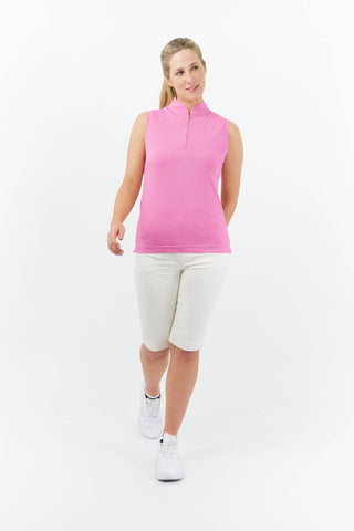 Pure Golf Jasmine Sleeveless Golf Polo Shirt - Candy Pink