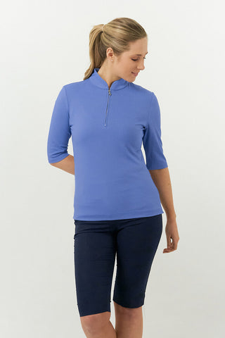 Pure Golf Jasmine Half Sleeve Ladies Golf Polo Shirt - Cornflower