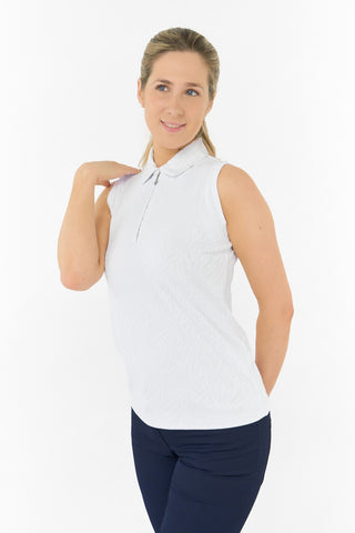 Rebecca Lily PWP Sleeveless Polo Golf Shirt - White