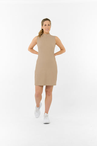 Sabrina Textured Sleeveless Dress - Sandstone