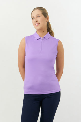 Pure Golf Thrive Ladies Sleeveless Golf Polo Shirts - Lilac