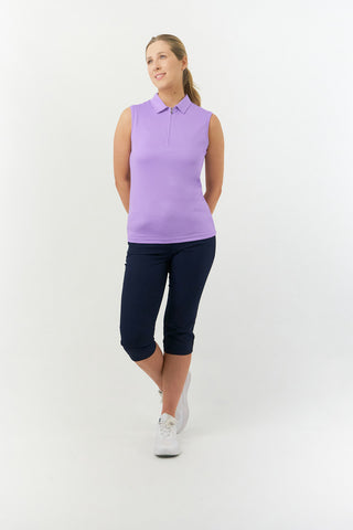 Pure Golf Thrive Ladies Sleeveless Golf Polo Shirts - Lilac