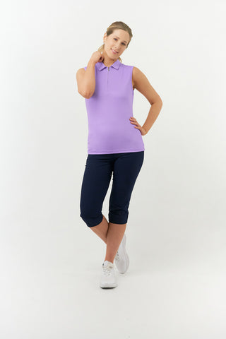 Pure Golf Thrive Ladies Sleeveless Golf Polo Shirts - Lilac