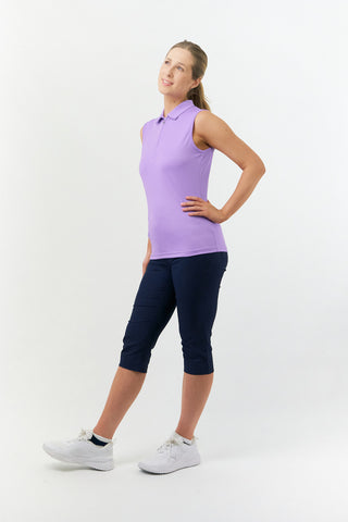 Pure Golf Thrive Ladies Sleeveless Golf Polo Shirts - Lilac