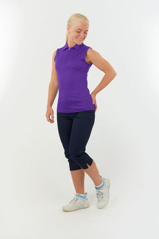 Pure Golf Thrive Ladies Sleeveless Golf Polo Shirts - Purple