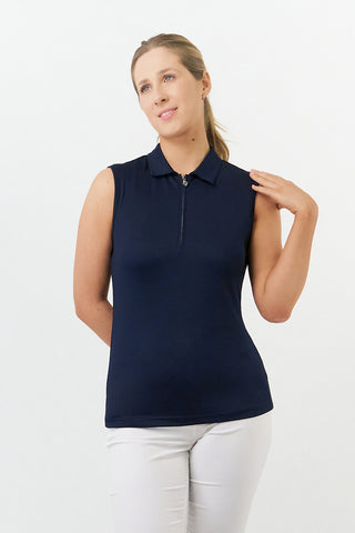 Pure Golf Thrive Ladies Sleeveless Golf Polo Shirts - Navy