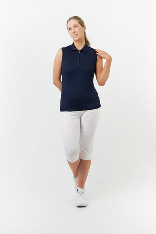 Pure Golf Thrive Ladies Sleeveless Golf Polo Shirts - Navy