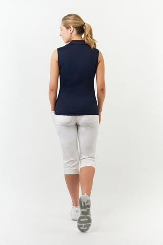 Pure Golf Thrive Ladies Sleeveless Golf Polo Shirts - Navy