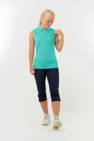 Pure Golf Thrive Ladies Sleeveless Golf Polo Shirts - Ocean Blue