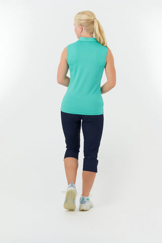 Pure Golf Thrive Ladies Sleeveless Golf Polo Shirts - Ocean Blue