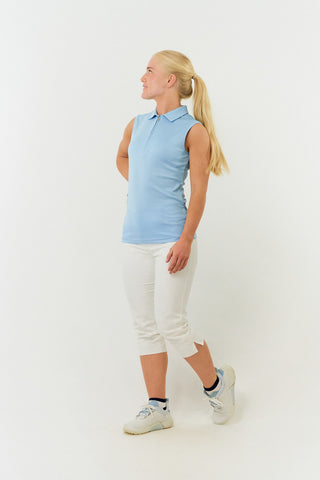 Pure Golf Thrive Ladies Sleeveless Golf Polo Shirts - Pale Blue