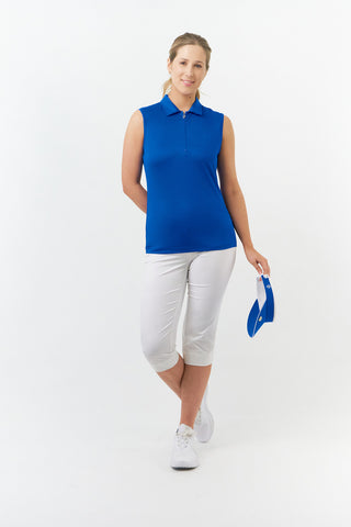 Pure Golf Thrive Ladies Sleeveless Golf Polo Shirts - Royal Blue