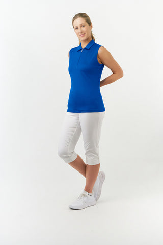 Pure Golf Thrive Ladies Sleeveless Golf Polo Shirts - Royal Blue