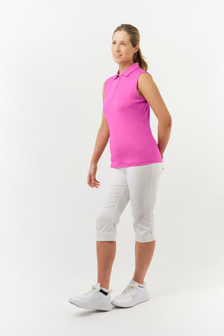 Pure Golf Thrive Ladies Sleeveless Golf Polo Shirts - Azalea Pink