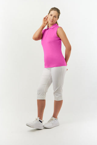 Pure Golf Thrive Ladies Sleeveless Golf Polo Shirts - Azalea Pink