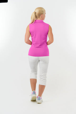 Pure Golf Thrive Ladies Sleeveless Golf Polo Shirts - Azalea Pink