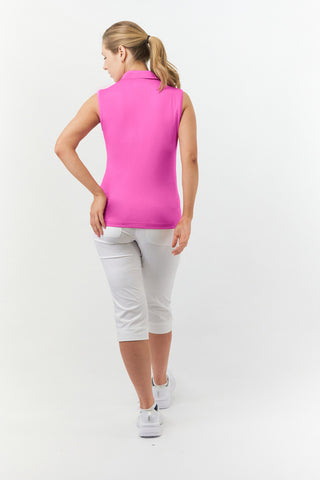 Pure Golf Thrive Ladies Sleeveless Golf Polo Shirts - Azalea Pink