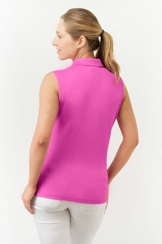 Pure Golf Thrive Ladies Sleeveless Golf Polo Shirts - Azalea Pink