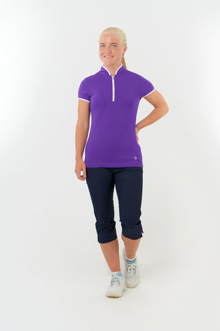 Pure Golf Bloom Cap Sleeve Ladies Golf Polo Shirt - Purple