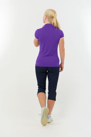 Pure Golf Bloom Cap Sleeve Ladies Golf Polo Shirt - Purple