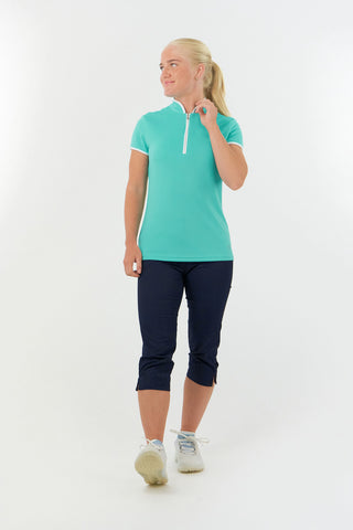 Pure Golf Bloom Ladies Cap Sleeve Polo Shirt - Ocean Blue