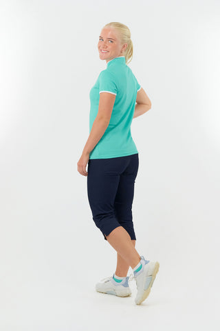 Pure Golf Bloom Ladies Cap Sleeve Polo Shirt - Ocean Blue