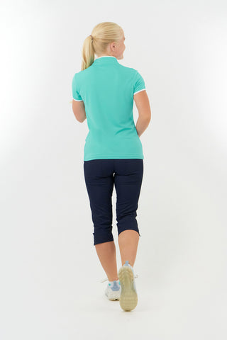 Pure Golf Bloom Ladies Cap Sleeve Polo Shirt - Ocean Blue