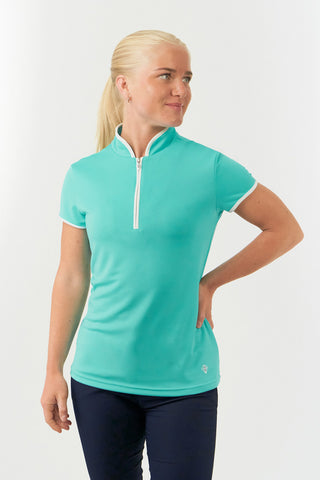 Pure Golf Bloom Ladies Cap Sleeve Polo Shirt - Ocean Blue