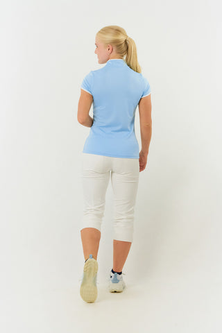 Pure Golf Bloom Ladies Cap Sleeve Polo Shirt - Pale Blue