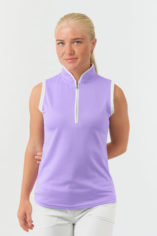 Pure Golf Bloom Ladies Sleeveless Golf Polo Shirt - Lilac