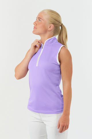 Pure Golf Bloom Ladies Sleeveless Golf Polo Shirt - Lilac