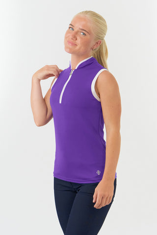 Pure Golf Bloom Sleeveless Golf Polo Shirt - Purple