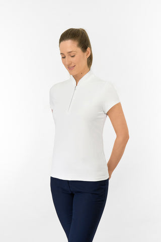 Bloom Ladies Cap Sleeve Polo Shirt - White
