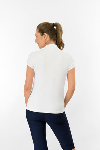 Bloom Ladies Cap Sleeve Polo Shirt - White