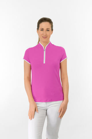 Bloom Cap Sleeve Womens Golf Polo Shirts - Azalea