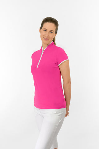 Bloom Ladies Cap Sleeve Polo Shirt - Hot Pink